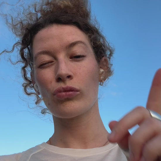woman wearing merino wool t-shirt